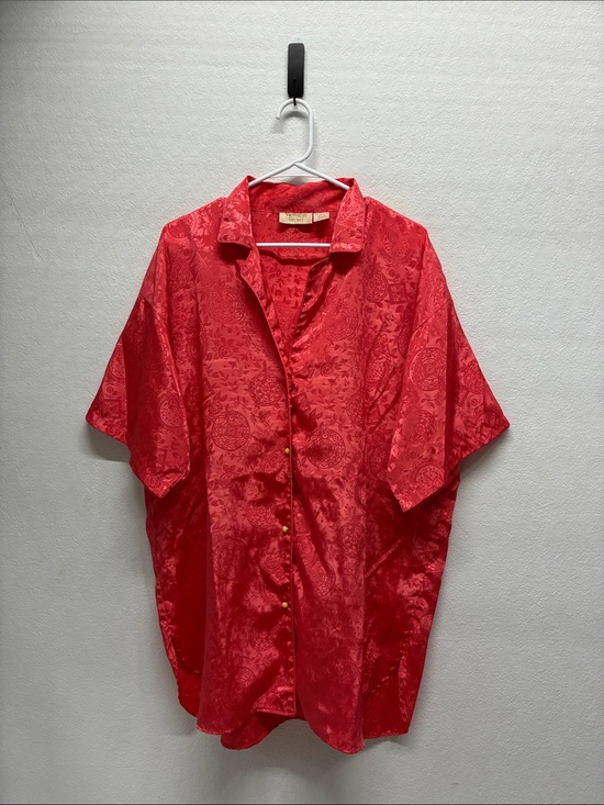 Victoria's Secret Other - Victoria's Secret Vintage Red Floral Burton Down Short Sleeve Pajama Top // L